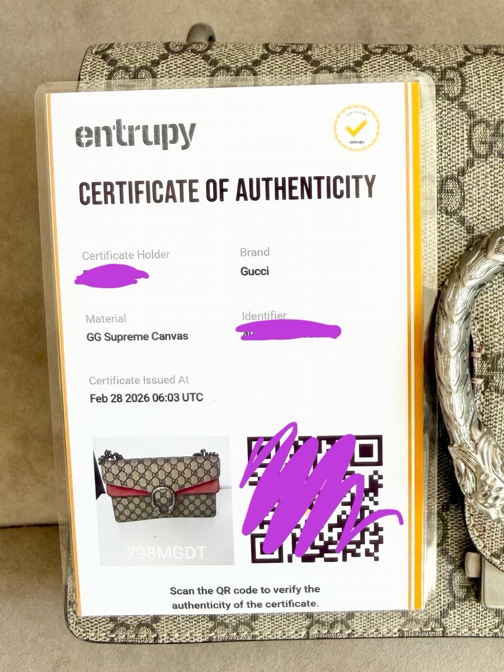 Gucci GG Supreme Monogram Suede Small Dionysus Shoulder Bag - Picture 12 of 12